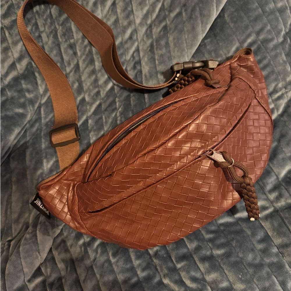 Brown Woven Crossbody Bag